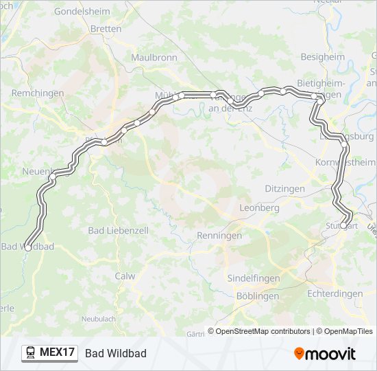 Поезд MEX17: карта маршрута