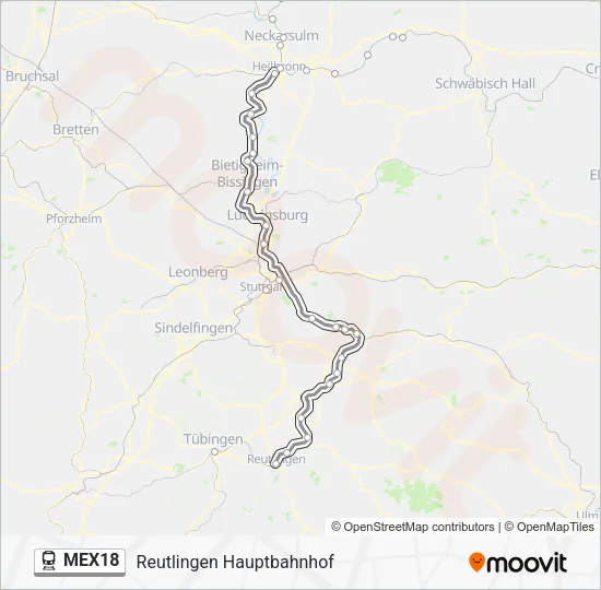 Поезд MEX18: карта маршрута