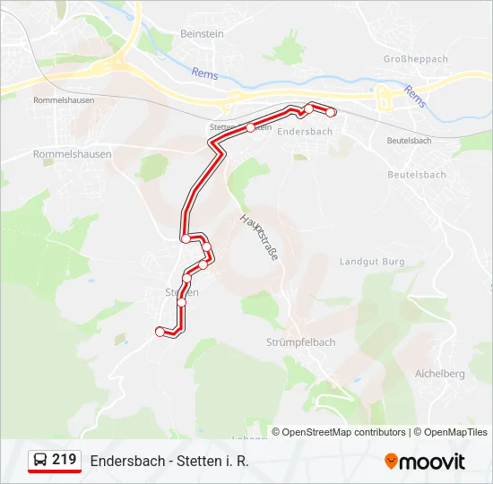 219 Bus Line Map