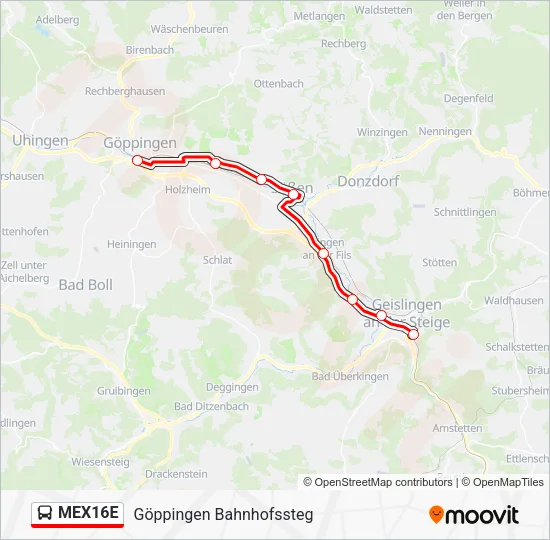 Автобус MEX16E: карта маршрута
