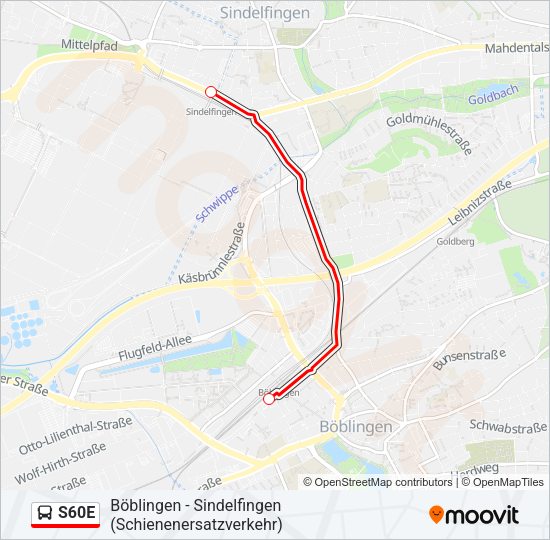 S60E Bus Line Map