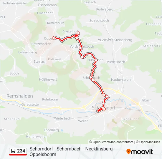 234 Bus Line Map