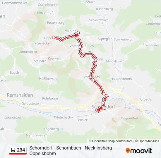 234 Bus Line Map