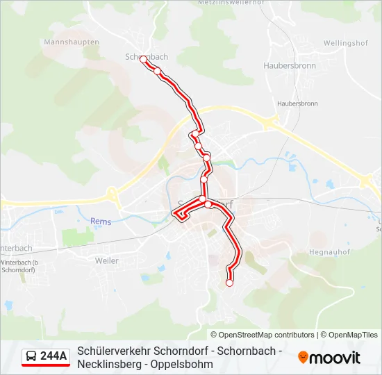 244A Bus Line Map