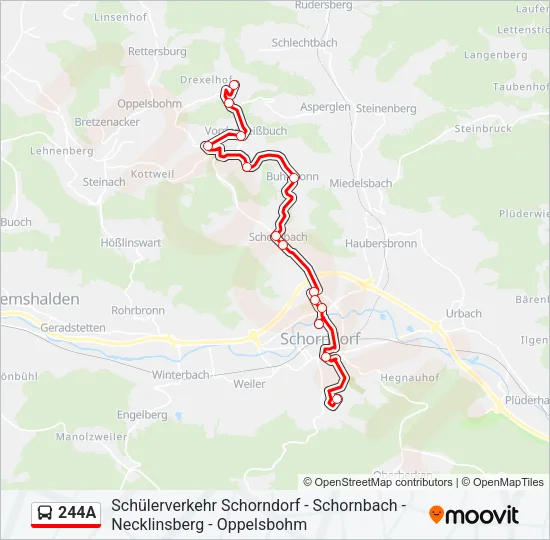 244A Bus Line Map