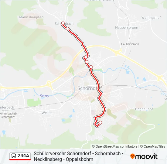 244A Bus Line Map