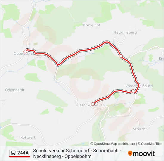 244A Bus Line Map