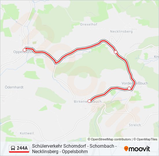 244A bus Line Map