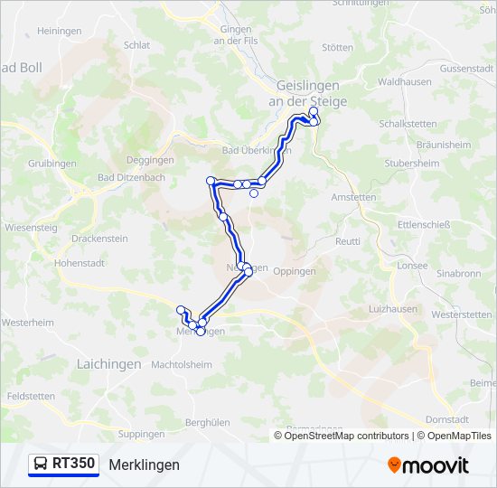 Автобус RT350: карта маршрута