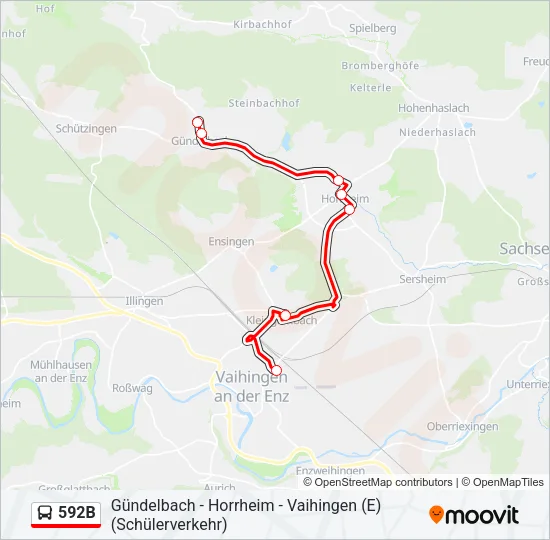 592B Bus Line Map