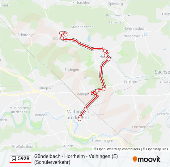 592B Bus Line Map