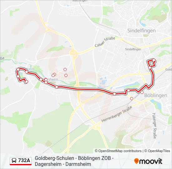 732A Bus Line Map