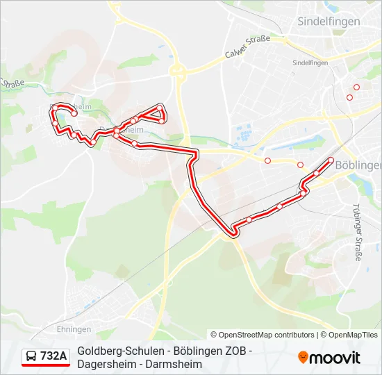 732A Bus Line Map