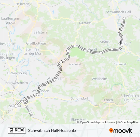 RE90 Train Line Map