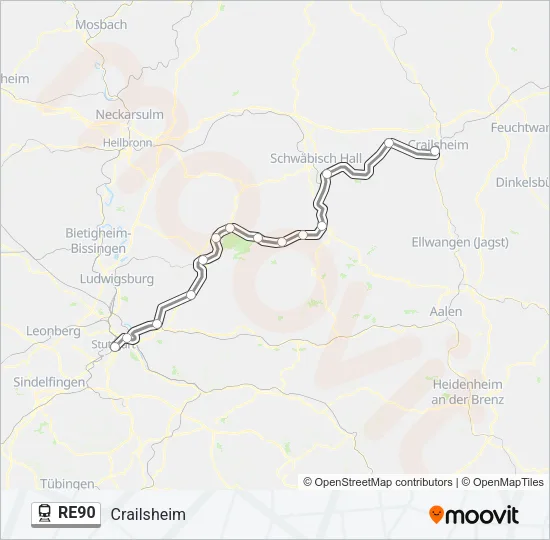 RE90 Train Line Map