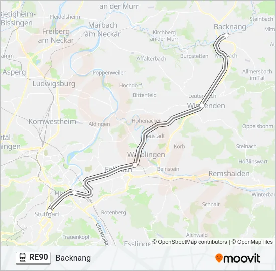 RE90 Train Line Map