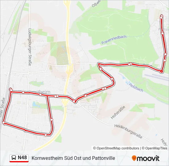 N48 Bus Line Map