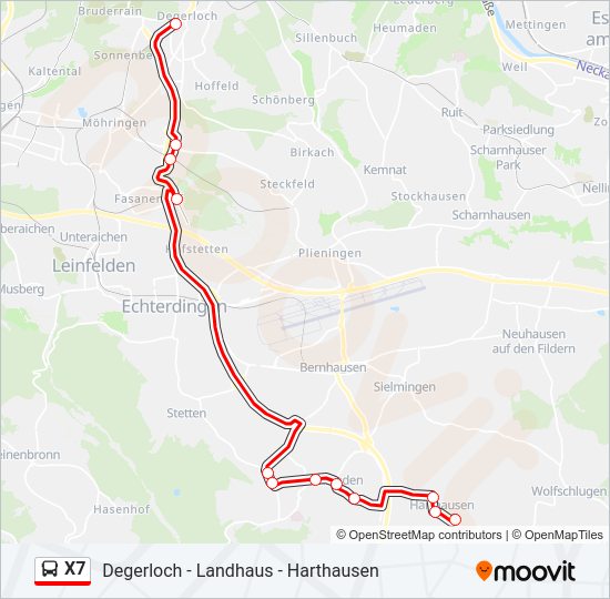X7 Bus Line Map
