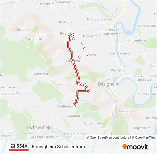 554A Bus Line Map