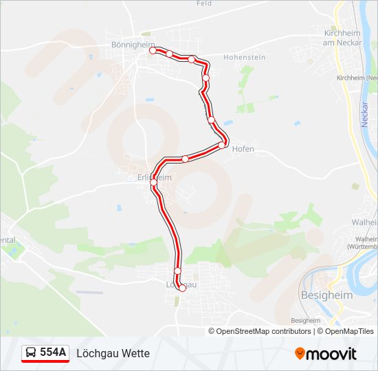 554A bus Line Map