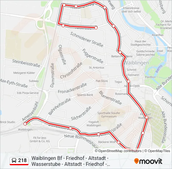 218 Bus Line Map