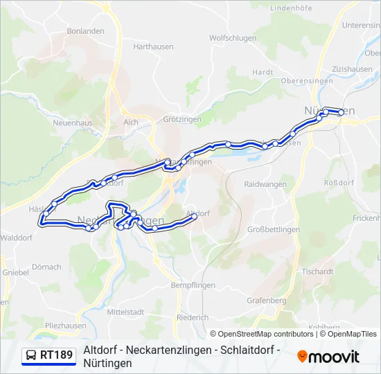 RT189 Bus Line Map