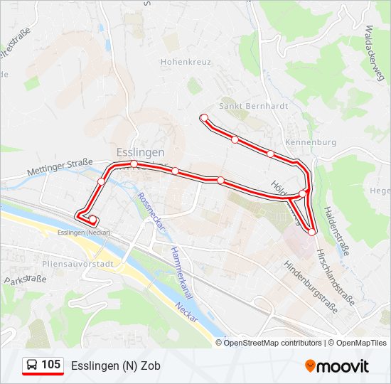 105 bus Line Map