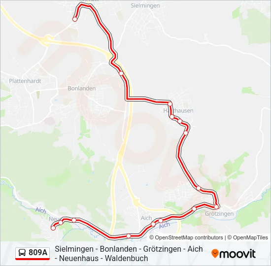 809A Bus Line Map