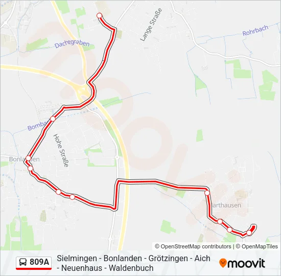 809A Bus Line Map