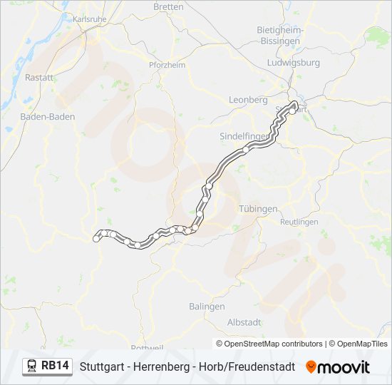 Bahnlinie RB14 Karte