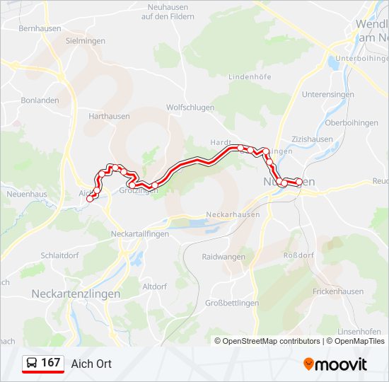 167 bus Line Map