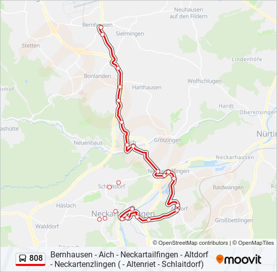 Автобус 808: карта маршрута