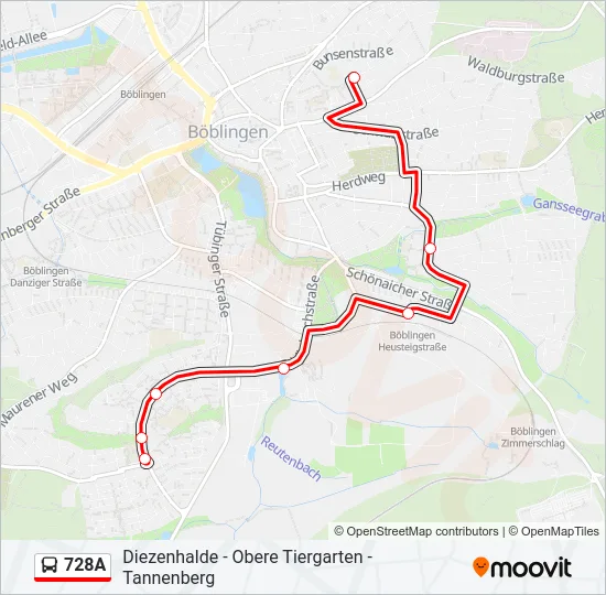 728A Bus Line Map