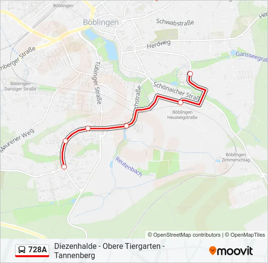728A Bus Line Map