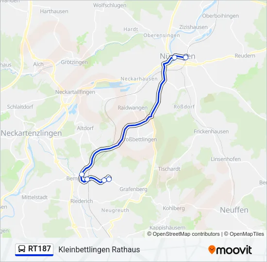 Автобус RT187: карта маршрута