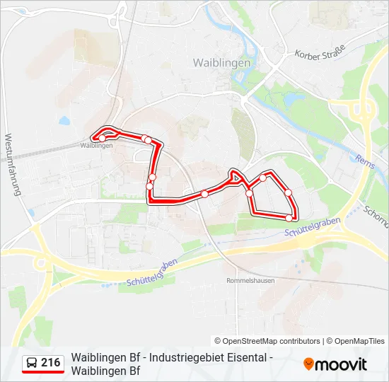 216 Bus Line Map
