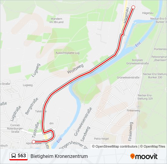 563 bus Line Map