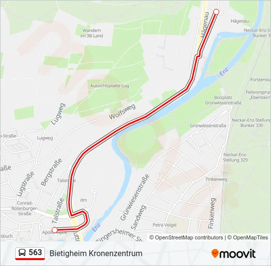 563 Bus Line Map