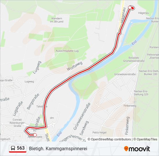 563 bus Line Map