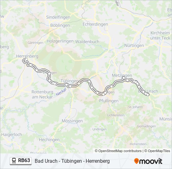 Поезд RB63: карта маршрута