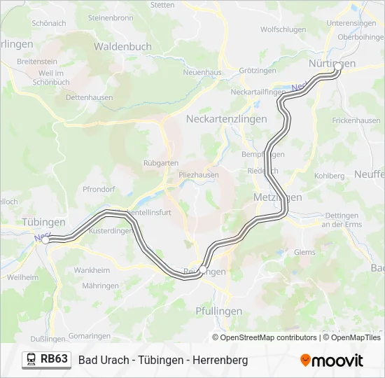 Поезд RB63: карта маршрута