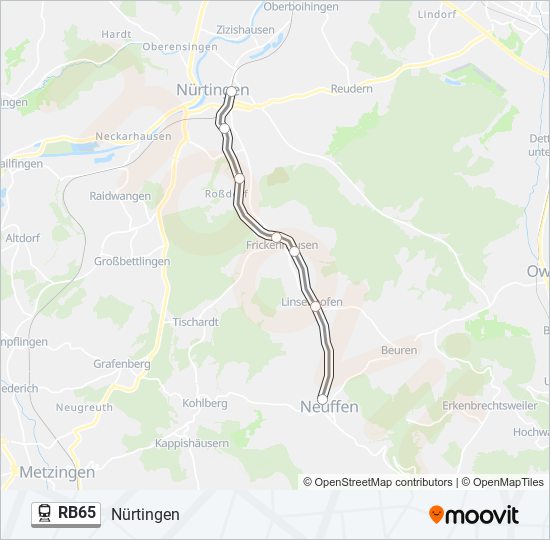 Поезд RB65: карта маршрута