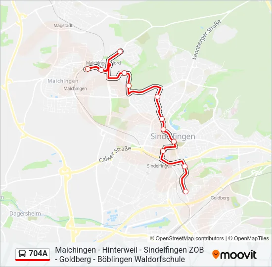 704A Bus Line Map