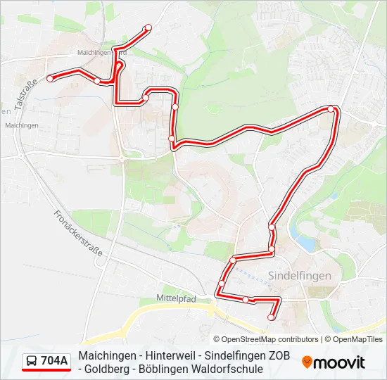 704A Bus Line Map