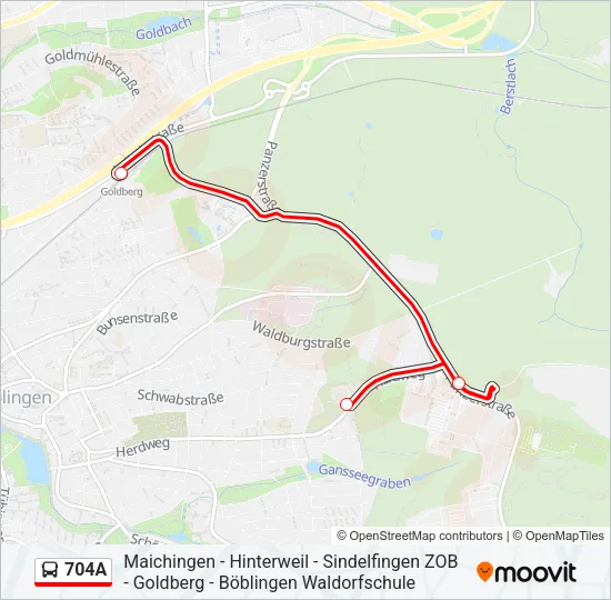 704A Bus Line Map