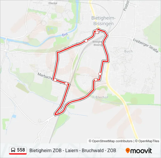 558 Bus Line Map