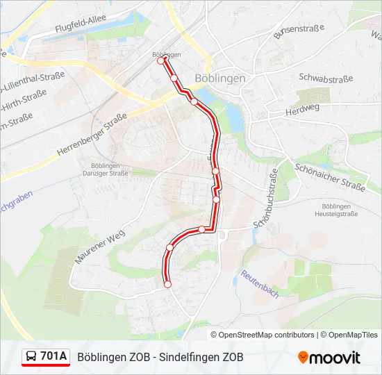 701A Bus Line Map