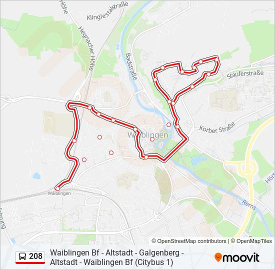 Автобус 208: карта маршрута