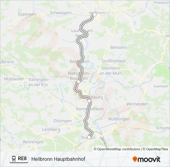 Bahnlinie RE8 Karte