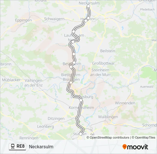 RE8 Train Line Map